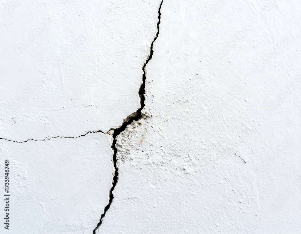 Fototapeta premium White wall with deep cracks