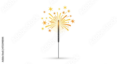 Elegant sparkler illustration with a burst of golden stars for festive celebrations
