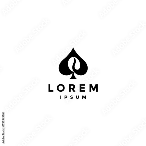 Coffee Beans in Ace of Spades Logo Design. Ace Spades with Coffee Bean Silhouette Logo Design.