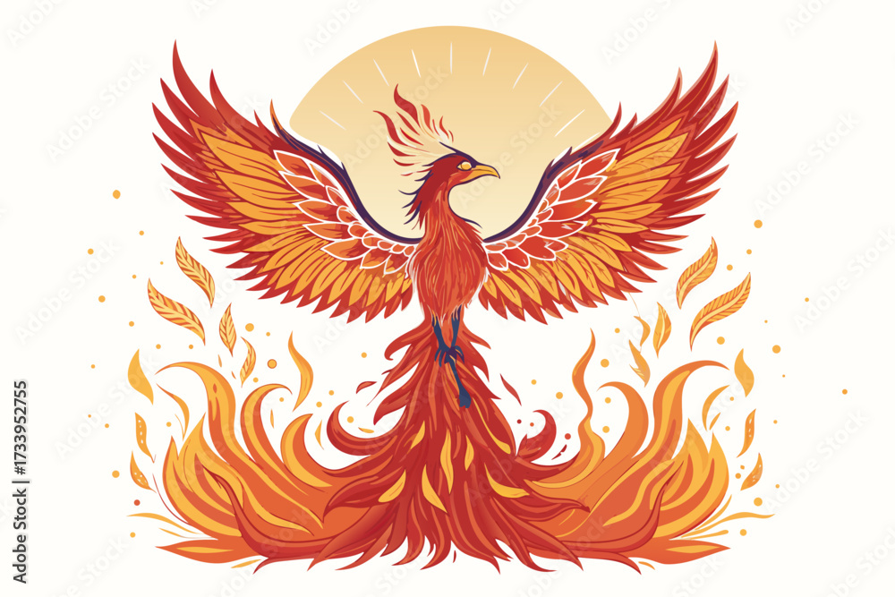 Obraz premium Dynamic Phoenix Bird Glowing Flames Bold Legen Creative Visual
