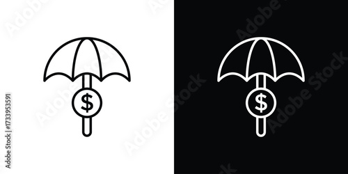 assets protection icon outline pictogram isolated on white. Vector Icon shape.