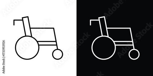 Wheelchair icon outline pictogram isolated on white. Vector Icon shape.