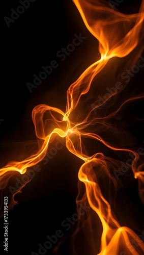 Abstract glowing orange energy flow on a dark background, dynamic and ethereal