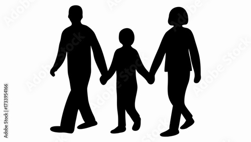 United family walks together holding hands, symbolizing togetherness, love, and connection.