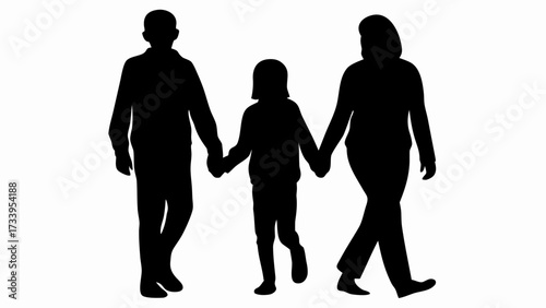 Loving family walking together hand in hand, symbolizing unity, connection, and togetherness.