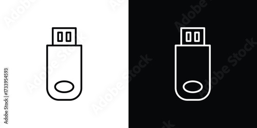 USB pendrive icon outline pictogram isolated on white. Vector Icon shape.