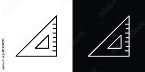 Triangle ruler icon outline pictogram isolated on white. Vector Icon shape.