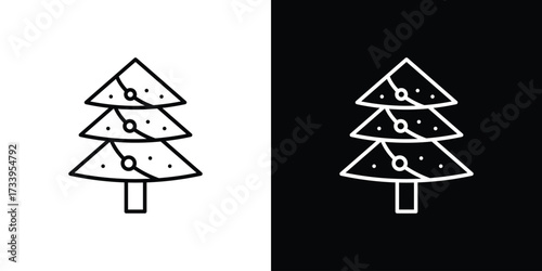 Tree christmas icon outline pictogram isolated on white. Vector Icon shape.