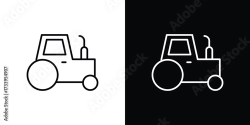 Tractor icon outline pictogram isolated on white. Vector Icon shape.