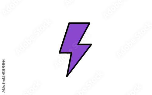 Free Download A simple purple lightning bolt icon with a black outline on a white background, representing power or electricity. - GFXLoad