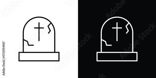 Tombstone icon outline pictogram isolated on white. Vector Icon shape.