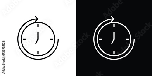 Time forward icon outline pictogram isolated on white. Vector Icon shape.