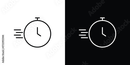 Time fast icon outline pictogram isolated on white. Vector Icon shape.
