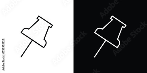 Thumbtack icon outline pictogram isolated on white. Vector Icon shape.