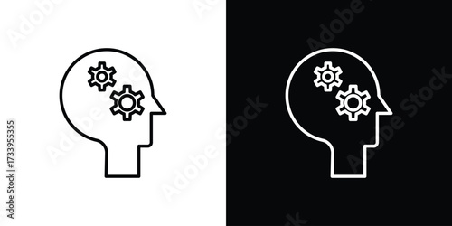 Thinking icon outline pictogram isolated on white. Vector Icon shape.