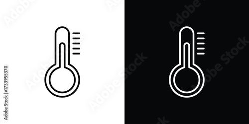 Thermometer half icon outline pictogram isolated on white. Vector Icon shape.