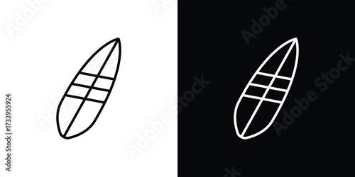 Surfing icon outline pictogram isolated on white. Vector Icon shape.