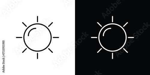 Sun icon outline pictogram isolated on white. Vector Icon shape.