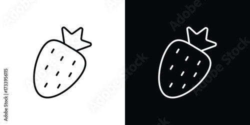 Strawberry icon outline pictogram isolated on white. Vector Icon shape.
