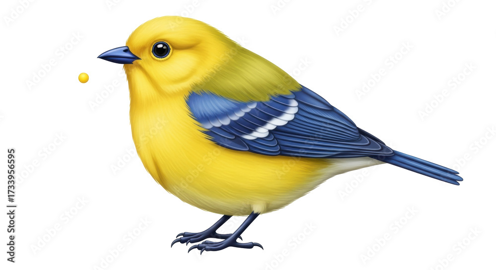 Obraz premium Isolated detailed illustration of a golden-yellow prothonotary warbler bird in close-up format