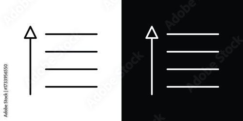 Sort amount up icon outline pictogram isolated on white. Vector Icon shape.