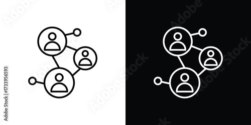 Social network icon outline pictogram isolated on white. Vector Icon shape.
