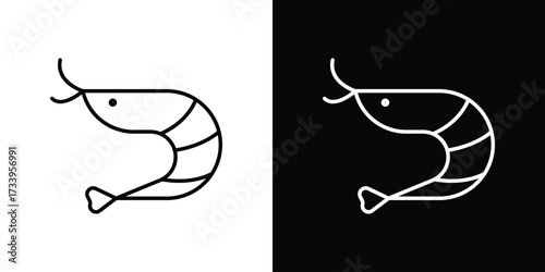 Shrimp icon outline pictogram isolated on white. Vector Icon shape.