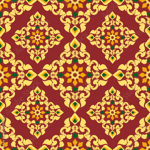 Classic Damask Seamless Pattern Vector Illustration Elegant Vintage Floral carpet Luxury cloth Home Decoration