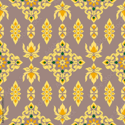 Classic Damask Seamless Pattern Vector Illustration Elegant Vintage Floral carpet Luxury cloth Home Decoration