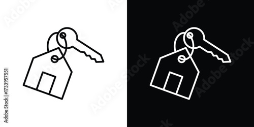 Selling or rent home icon outline pictogram isolated on white. Vector Icon shape.