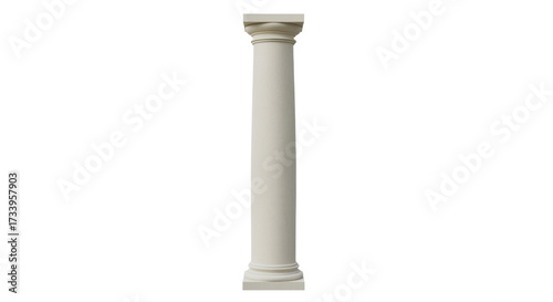 Isolated off-white pillar architectural detail, classical column structure in construction