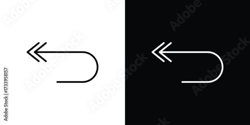 Reply all icon outline pictogram isolated on white. Vector Icon shape.