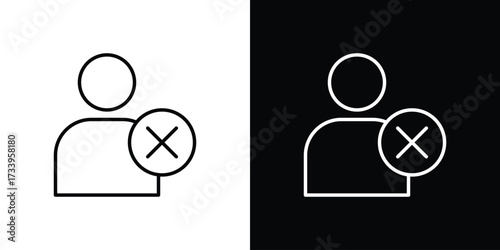 Remove user icon outline pictogram isolated on white. Vector Icon shape.