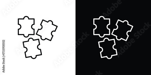 Puzzle icon outline pictogram isolated on white. Vector Icon shape.