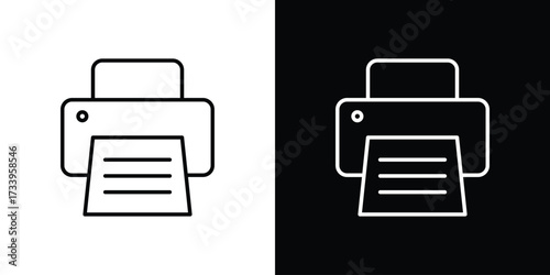 Print icon outline pictogram isolated on white. Vector Icon shape.