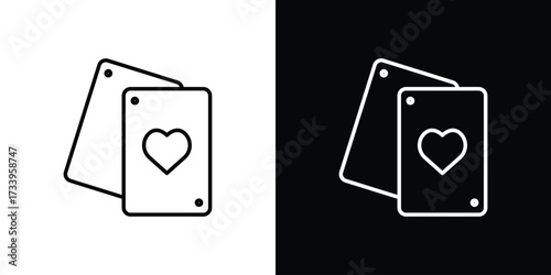 Playing cards icon outline pictogram isolated on white. Vector Icon shape.