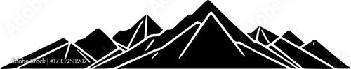 Minimalist geometric mountain range icon, clean lines, black and white, flat design, modern, abstract nature symbol