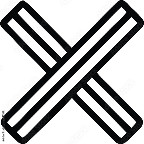Bold black letter x symbol with stripes represents crossing marks or exes in graphic design and digital art applications