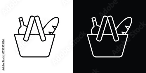 Picnic icon outline pictogram isolated on white. Vector Icon shape.