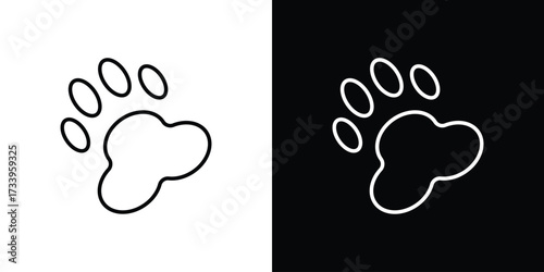 Paw icon outline pictogram isolated on white. Vector Icon shape.