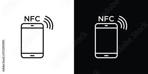 NFC communication icon outline pictogram isolated on white. Vector Icon shape.