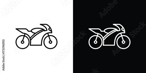 Motorcycle icon outline pictogram isolated on white. Vector Icon shape.