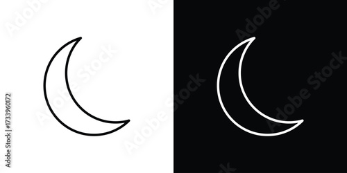 Moon icon outline pictogram isolated on white. Vector Icon shape.