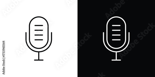 Microphone icon outline pictogram isolated on white. Vector Icon shape.