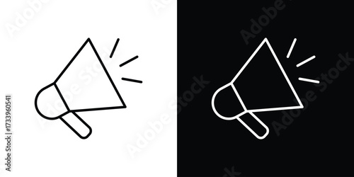 Megaphone icon outline pictogram isolated on white. Vector Icon shape.