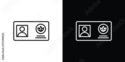 Medical marijuana card icon outline pictogram isolated on white. Vector Icon shape.