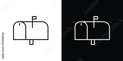 Mailbox icon outline pictogram isolated on white. Vector Icon shape.