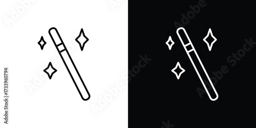Magic wand icon outline pictogram isolated on white. Vector Icon shape.