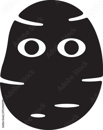 Black and White Potato Silhouette with Eyes vegetable