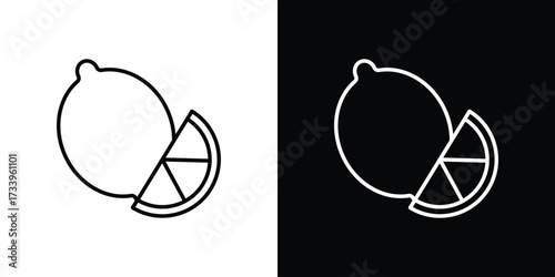 Lemon icon outline pictogram isolated on white. Vector Icon shape.